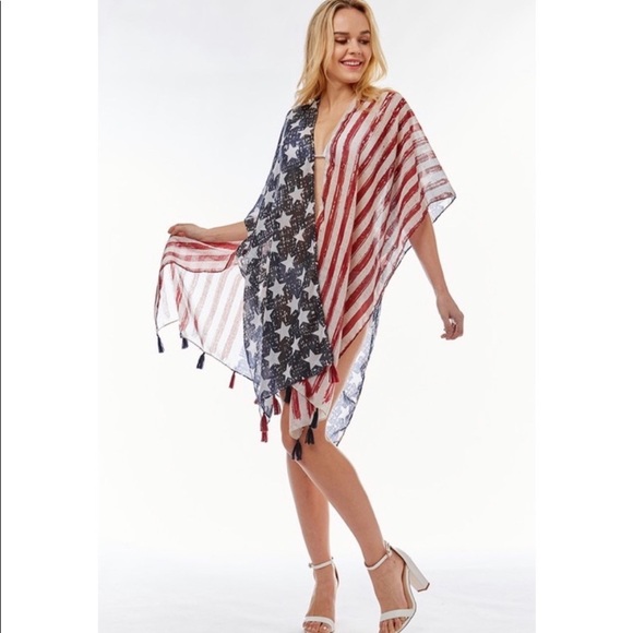🇺🇸3rd RESTOCK! Stars and Stripes Cover up/kimono - Picture 3 of 7